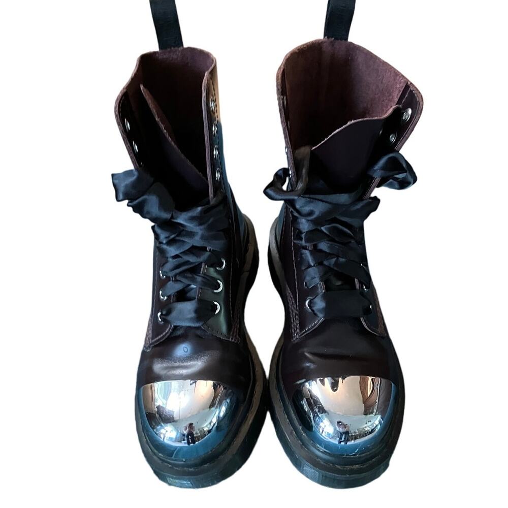 *Rare* Women's Doc Martens Burgundy Shiny External Steel Toe Boots